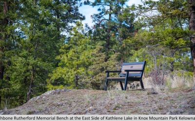 Wishbone Rutherford Memorial Bench at the East Side Kathlene Lake in Knox Mountain Park Kelowna BC